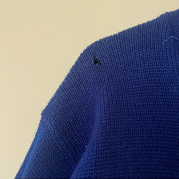 Vintage 60s Honor Made Blue Varsity Letterman Knit Cardigan - Picture 4 of 7